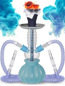 Royal Blue Hookah Set 2 Hose Picolo 12' Blue Mini Hookah with Silicone Bowl