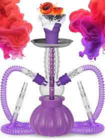 Purple Hookah Set 2 Hose Hookah Picolo 12' Purple Mini Hookah 2 Hose Hookah Set with Silicone Hookah Bowl 2x Purple Hookah Hose 50x hookah foil w