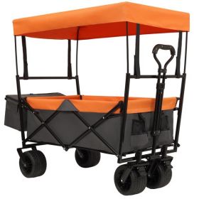 480Lbs Collapsible Wagon with Canopy,Wagon Stroller with 7" All-Terrain Wheels, Lightweight Foldable Wagon, Large Capacity for Camping, Shopping (Color: as picture)
